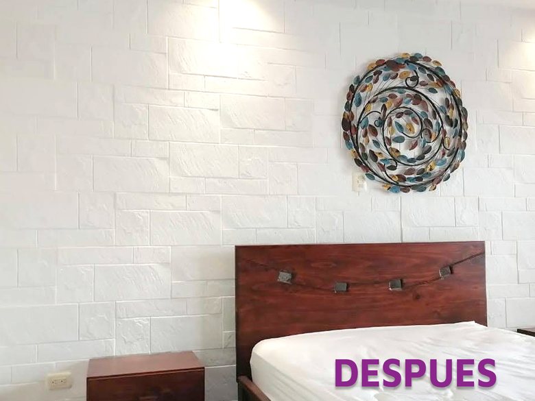 Dormitorio con Placa Antihumedad tipo ladrillo — después