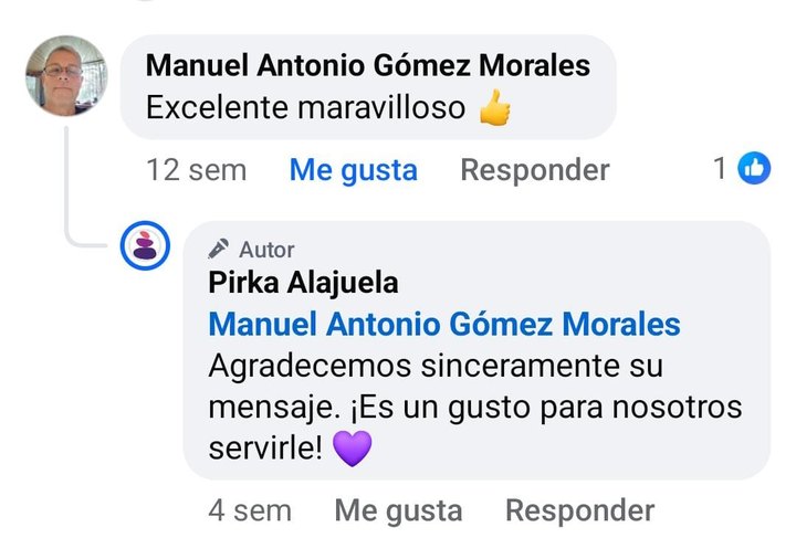 Comentario de Facebook de un cliente felicitando el trabajo